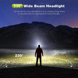 Configear LED-Stirnlampe, 2er-Pack wiederaufladbare Stirnlampe mit 230°Breitstrahl, hellem Spot mit Bewegungssensor, 5 Modi, 