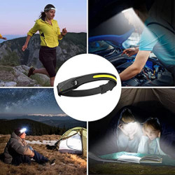 Configear LED-Stirnlampe, 2er-Pack wiederaufladbare Stirnlampe mit 230°Breitstrahl, hellem Spot mit Bewegungssensor, 5 Modi, 