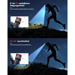 COPIC Stirnlampe 1100 Lumen USB Wiederaufladbare Sensor LED Kopflampe 7 Modi Headlampe mit Rotem Licht 90° Verstellbarem IP4 