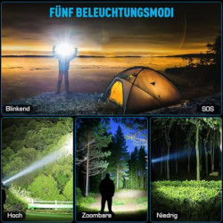 SIDARK Stirnlampe Led Wiederaufladbar，Superhell 100000 Lumen Kopflampe Stirnlampe mit 6 Lichtmodi & 9000mAh Grosse Kapazität 