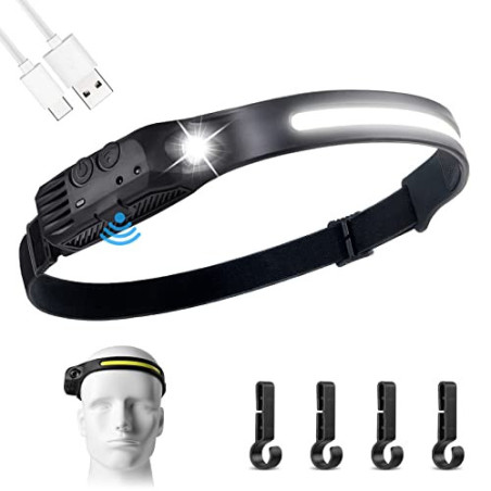 flintronic Stirnlampe LED Wiederaufladbar Intelligenter Sensor COB Kopflampe 600 Lumen 230 ° Beleuchtung leichte Stirnlampe 5