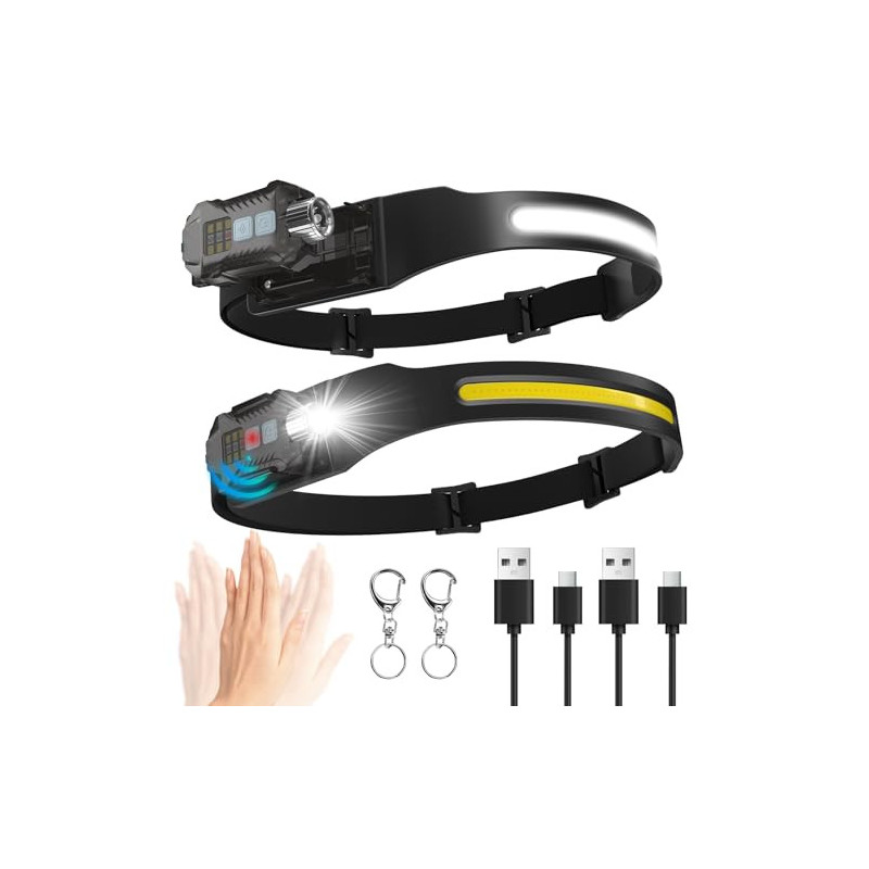 Stirnlampe LED Wiederaufladbar, Kopflampe 1200mAh 230°Weitwinkel Sensor Abnehmbarer Stirnlampe 9 Lichtmodi Leichte IPX65 Wass Stirnlampe LED Wiederaufladbar, Kopflampe 1200mAh 230°Weitwinkel Sensor Abnehmbarer Stirnlampe 9 Lichtmodi Leichte IPX65 Wass