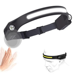 Stirnlampe LED Wiederaufladbar USB, Sensor Kopflampe Headlight mit 5 Lichtmodi Superhell Stirnlampen 600 Lumen IPX4 Sport-Sti