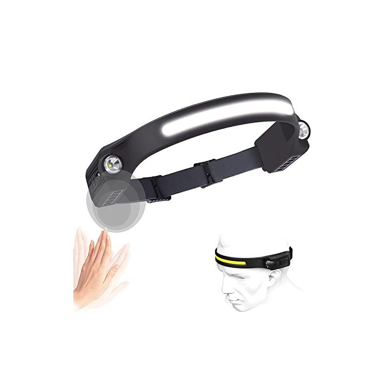 Stirnlampe LED Wiederaufladbar USB, Sensor Kopflampe Headlight mit 5 Lichtmodi Superhell Stirnlampen 600 Lumen IPX4 Sport-Sti Stirnlampe LED Wiederaufladbar USB, Sensor Kopflampe Headlight mit 5 Lichtmodi Superhell Stirnlampen 600 Lumen IPX4 Sport-Sti