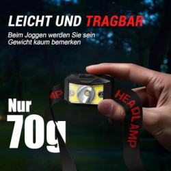 Winzwon Stirnlampe LED Wiederaufladbar, Adventskalender Füllung Geschenke für Männer, Kopflampe mit Rotlicht Wasserdicht Stir