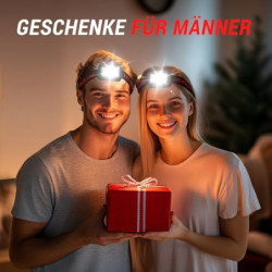 Winzwon Stirnlampe LED Wiederaufladbar, Adventskalender Füllung Geschenke für Männer, Kopflampe mit Rotlicht Wasserdicht Stir