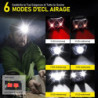 Vinabo Stirnlampe, Leistungsstarke 6-Stufen-Stirnlampe, Ultrahelle Led-Stirnlampe mit 30° Verstellbarer Beleuchtung, 500lm LE