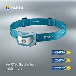 VARTA Stirnlampe LED inkl. 3x AAA Batterien Kopflampe, Outdoor Sports H10 Pro, zwei Leuchtmodi, spritzwassergeschützt, Dimmfu
