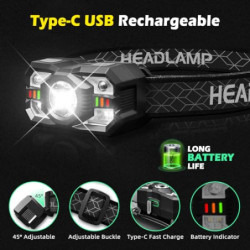 Hyted Stirnlampe LED Wiederaufladbar, 2 Stück 2000 Lumens Superhell Sensor Stirnlampe mit 10 Lichtmodi, IPX5 Wasserdicht LED 