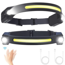 Puersit Stirnlampe LED Wiederaufladbar mit 6 Lichtmodi Kopflampe Stirnlampe Extrem Hell 260 Grad Bewegungsmelder Leichte Wass