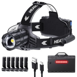 Glarylight Stirnlampe LED Wiederaufladbar, Superhell 1000 Lumen Kopflampe mit 6 Lichtmodi & IPX4 Wasserdicht & Zoombar, 120° 