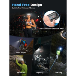 Smiling Shark Stirnlampe, 2 Stück Headlamp 7*Weiße Licht 270° Beleuchtung Breite Mit Bewegungsmelder Helles Rotes Rucklicht F