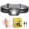 Everbeam H6 Pro LED-Stirnlampe mit Bewegungssensor, 650 Lumen, 20 Stunden Laufzeit, 1200 mAh Akku, wiederaufladbar, wasserdic