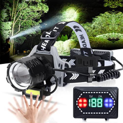 Bud K Wiederaufladbare LED-Stirnlampe, 120000 Lumen Superhelle Stirnlampe Taschenlampe mit Bewegungsmelder, 8 Modi, 135° vers