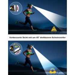 Glangeh Stirnlampe LED Wiederaufladbar mit 1200 mAh Akku, Superhell Kopflampe mit weiß- und Rotlicht 6 Lichtmodi, IPX4 Wasser