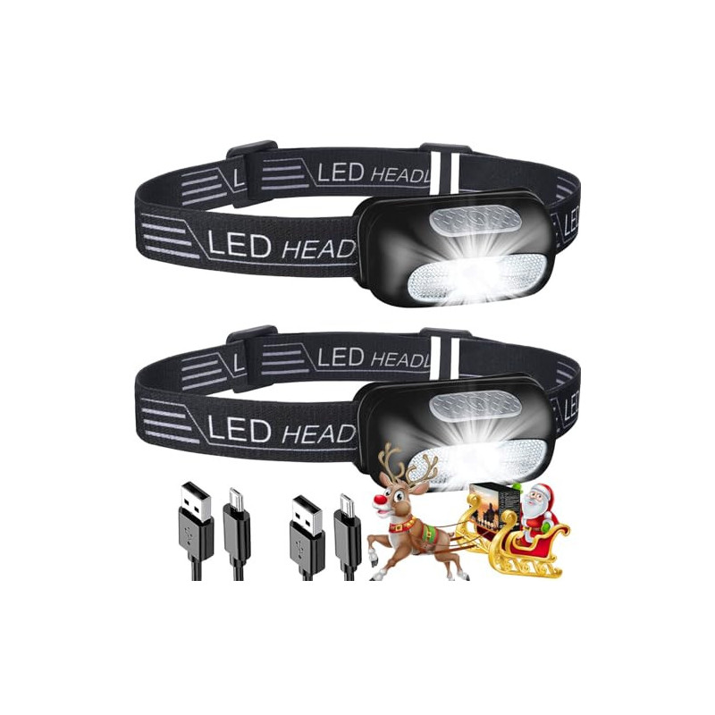 Stirnlampe LED Wiederaufladbar 2 Pack Superleicht kopflampe stirnlampen aufladbar Mit Warnlicht 5 Modi Wasserdicht USB C stir Stirnlampe LED Wiederaufladbar 2 Pack Superleicht kopflampe stirnlampen aufladbar Mit Warnlicht 5 Modi Wasserdicht USB C stir