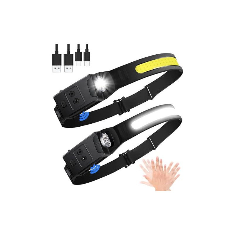 Hyted Stirnlampe LED Wiederaufladbar, 2 Stück 230° Weitwinkel Kopflampe Stirnlampe mit Rotem Warnlicht, 6 Lichtmodi Sensor Wa Hyted Stirnlampe LED Wiederaufladbar, 2 Stück 230° Weitwinkel Kopflampe Stirnlampe mit Rotem Warnlicht, 6 Lichtmodi Sensor Wa