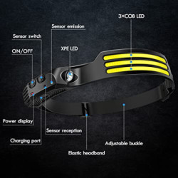 DAWINSIE Stirnlampe LED Wiederaufladbar USB, Intelligenter Sensor Kopflampe mit 5 Lichtmodi, Wasserdichte Superhell Stirnlamp