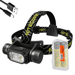 Nitecore HC68 2000 Lumen USB-C-wiederaufladbare Stirnlampe mit rotem Licht, 2 Batterien und LumenTac-Batterie-Organizer