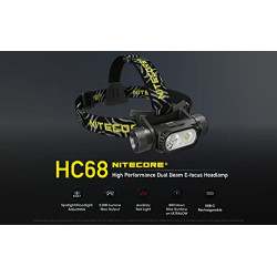 Nitecore HC68 2000 Lumen USB-C-wiederaufladbare Stirnlampe mit rotem Licht, 2 Batterien und LumenTac-Batterie-Organizer