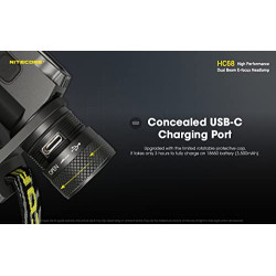 Nitecore HC68 2000 Lumen USB-C-wiederaufladbare Stirnlampe mit rotem Licht, 2 Batterien und LumenTac-Batterie-Organizer