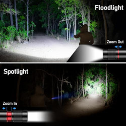 Blukar LED Taschenlampe Aufladbar, Superhelle Zoombare 2000 Lumen Mini Torch mit 4 Lichtmodi und Langer Betriebsdauer, Wasser