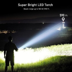 Blukar LED Taschenlampe Aufladbar, 2000 Lumen Extrem Helle Zoombares Taschenlampen mit 5 Lichtmodi und Langer Betriebsdauer, 