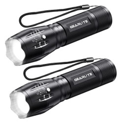 GEARLITE LED Taschenlampe Batteriebetrieben 2 Stücke, 2000 Lumen Taschenlampe LED Extrem Hell mit 5 Modi, IP65 Wasserdicht Ta