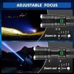 GEARLITE Taschenlampe LED Aufladbar, 10000 Lumen LED Taschenlampe Extrem Hell mit 3 Modi, IP65 Wasserdichte Taschenlampe Zoom