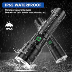 GEARLITE Taschenlampe LED Aufladbar, 10000 Lumen LED Taschenlampe Extrem Hell mit 3 Modi, IP65 Wasserdichte Taschenlampe Zoom