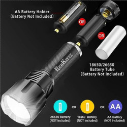REHKITTZ LED Taschenlampe Extrem Hell,3300 Lumen,Handlampe Zoombare Taschenlampen für Camping,Ausrüstung,Outdoor,Zoombarer Ei