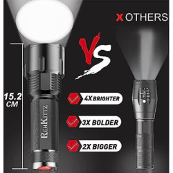REHKITTZ LED Taschenlampe Extrem Hell,3300 Lumen,Handlampe Zoombare Taschenlampen für Camping,Ausrüstung,Outdoor,Zoombarer Ei