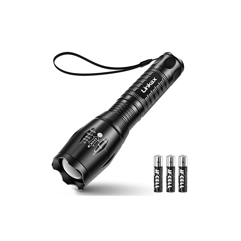 Linkax LED Taschenlampe Batteriebetrieben, helle Zoombare kleine Taschenlampen Kinder Camping Outdoor, Kleine Weihnachtsgesch