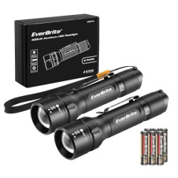 EverBrite LED Taschenlampe 2 Stück Extrem hell mit 4 Modi, Aluminium Taschenlampe zoombar wasserdicht, kleine Kindertaschenla