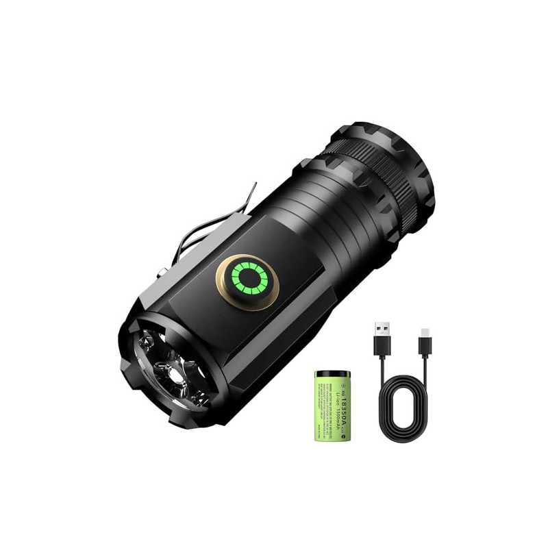 ASORT LED Taschenlampe Mini Extrem Hell，5000 Lumen Aufladbar，5 Lichtmodi kleine Torch mit Magnete und Langer Betriebsdauer，3*