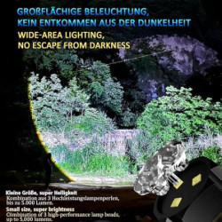 ASORT LED Taschenlampe Mini Extrem Hell，5000 Lumen Aufladbar，5 Lichtmodi kleine Torch mit Magnete und Langer Betriebsdauer，3*