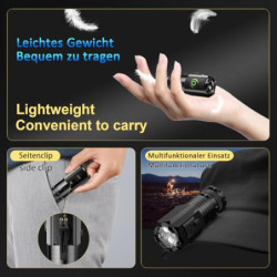 ASORT LED Taschenlampe Mini Extrem Hell，5000 Lumen Aufladbar，5 Lichtmodi kleine Torch mit Magnete und Langer Betriebsdauer，3*