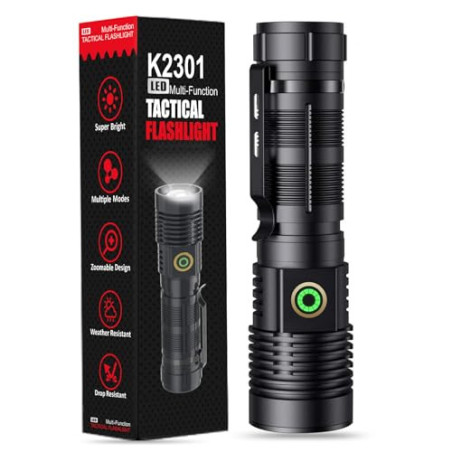 Banral Led Taschenlampe Aufladbar - Taschenlampe Extrem Hell - Mini Taschenlampe mit 4 Modi, Stufenlos Dimmbar, Magnetisch, W