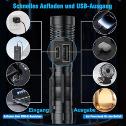 Banral Led Taschenlampe Aufladbar - Taschenlampe Extrem Hell - Mini Taschenlampe mit 4 Modi, Stufenlos Dimmbar, Magnetisch, W