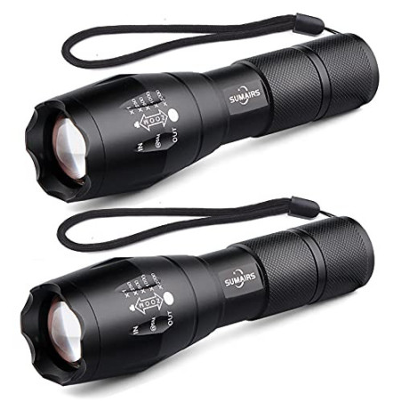 Sumairs Taschenlampe, Extrem Hell LED Taschenlampe 3000 Lumen mit 5 Leuchtmodi, Zoombar, Lange Arbeitzeit Wasserdicht Taktisc