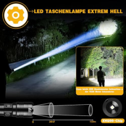 BEYSTE Taschenlampe LED Aufladbar 500000 Lumen, LED Taschenlampe Extrem Hell Batteriebetrieben, Sehr Helle Taktische Taschenl