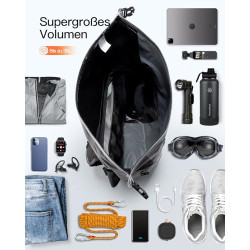 Inateck Fahrradrucksack 25-30L, Wasserdichter Rolltop Rucksack Herren, Multifunktionaler Wanderrucksäcke, Geeignet für Radfah