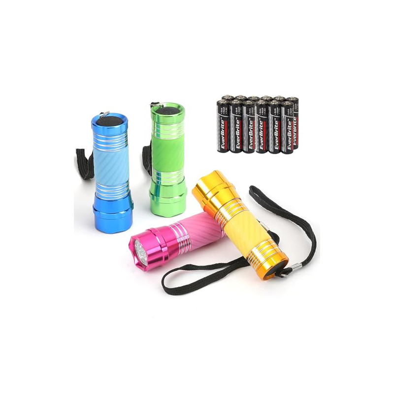 EverBrite Mini LED Taschenlampe 4-tlg. kleine Kinder Taschenlampe mit 12 AAA Batterien Eingebaut, Mitgebsel Geschenke für Kin EverBrite Mini LED Taschenlampe 4-tlg. kleine Kinder Taschenlampe mit 12 AAA Batterien Eingebaut, Mitgebsel Geschenke für Kin