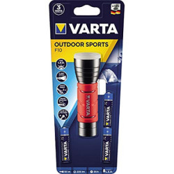 VARTA Taschenlampe LED inkl. 3x AAA Batterien, Outdoor Sports F10 Leuchte, Lampe mit zwei Leuchtmodi, Taschenleuchte mit gumm