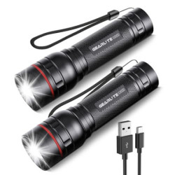 GEARLITE LED Mini Taschenlampe Aufladbar, 2000 Lumen LED Taschenlampe Extrem Hell mit 3 Modi, Zoombare Taschenlampe LED mit L