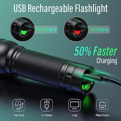 GEARLITE LED Mini Taschenlampe Aufladbar, 2000 Lumen LED Taschenlampe Extrem Hell mit 3 Modi, Zoombare Taschenlampe LED mit L