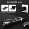 LE LED Taschenlampe Aufladbar USB, Extrem Hell 15000 Lux OSRAM P9 Taschenlampen, IPX4 Wasserdicht Zoombare Handlampe mit 5 Mo