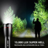 LE LED Taschenlampe Aufladbar USB, Extrem Hell 15000 Lux OSRAM P9 Taschenlampen, IPX4 Wasserdicht Zoombare Handlampe mit 5 Mo