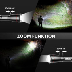 LE LED Taschenlampe Aufladbar USB, Extrem Hell 15000 Lux OSRAM P9 Taschenlampen, IPX4 Wasserdicht Zoombare Handlampe mit 5 Mo