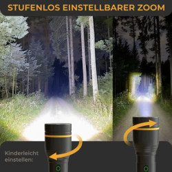 LICHTMEISTER® Taschenlampe  1000 Lumen, 4000 mAh Akku  - Taschenlampe LED aufladbar - LED Taschenlampe extrem Hell